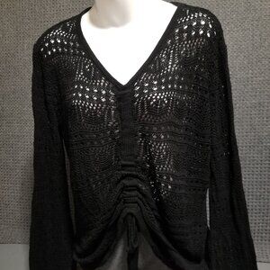 Crochet Boho Sheer Sweater Women's Bell Sleeves